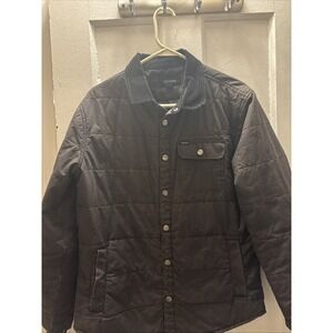 Brixton Cass M Black Quilted Shirt Jacket Corduroy Collar Snap Front Menswear
